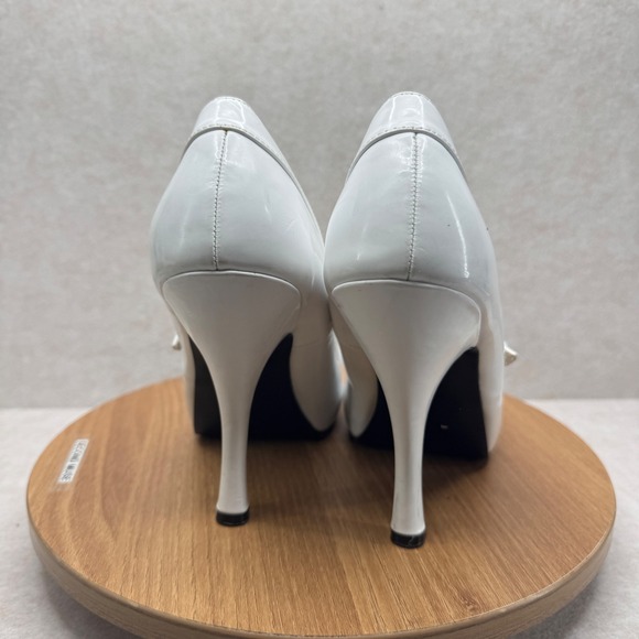 Pleaser Mary Jane Heels 11 White Patent Pinup Retro Rockabilly Costume Shoes - Picture 4 of 13